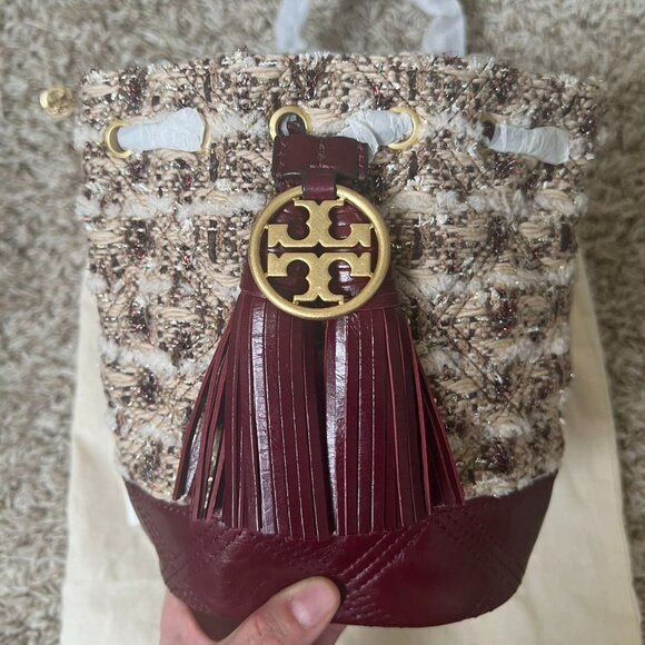 Tory Burch Tweed Fleming Soft Mini Bucket Bag - Picture 4 of 10